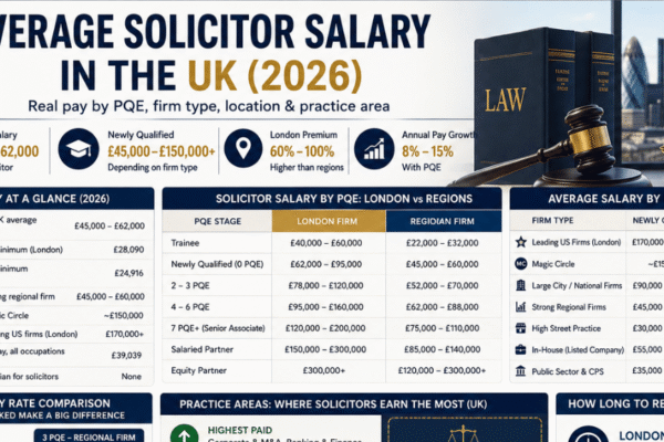Average Solicitor Salary in the UK 2026: Latest Earnings for Trainees, Associates, Partners, and In-House Lawyers