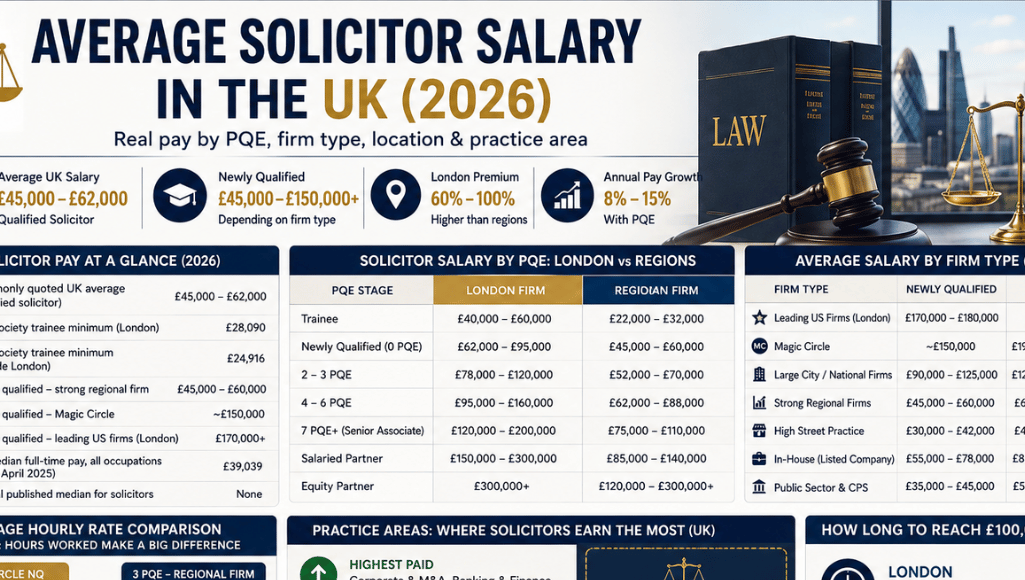 Average Solicitor Salary in the UK 2026: Latest Earnings for Trainees, Associates, Partners, and In-House Lawyers